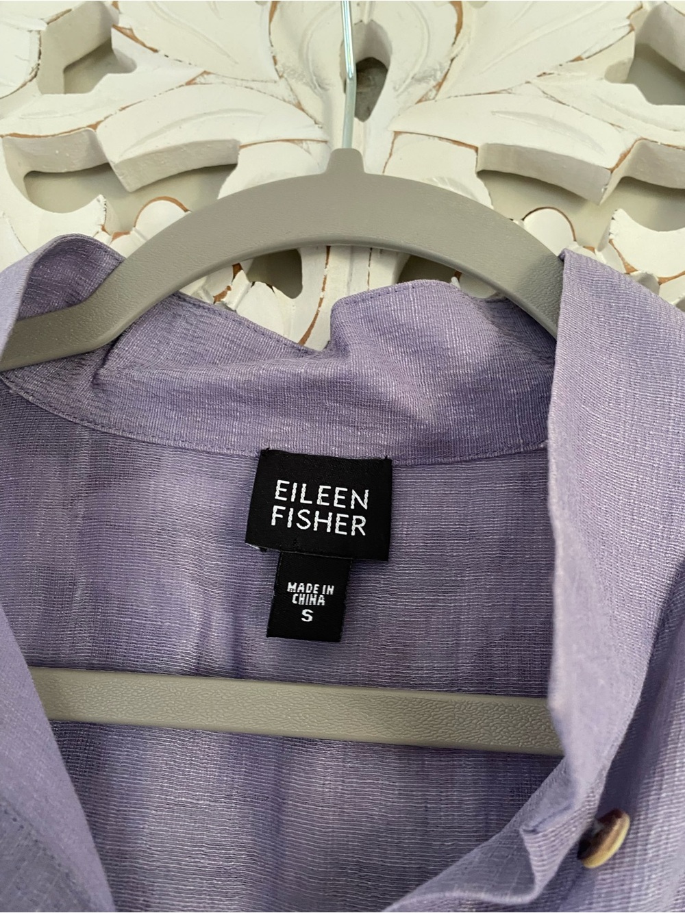 Eileen Fisher Linen Silk Semi-Sheer Tunic Top Mother of Pearl Buttons Size S - Picture 3 of 12